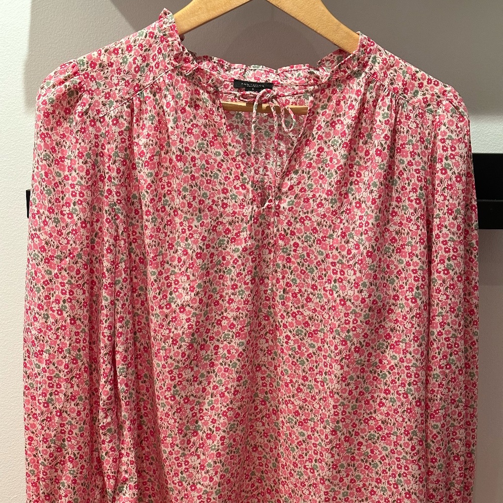 Floral Pintucked Ruffle blouse by Ann Taylor